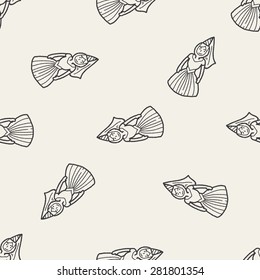 medieval people doodle seamless pattern background