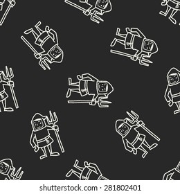 medieval people doodle seamless pattern background