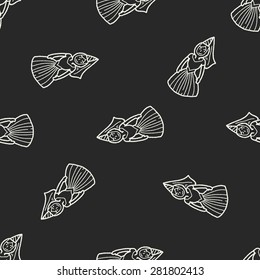 medieval people doodle seamless pattern background