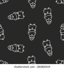 medieval people doodle seamless pattern background