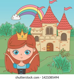 medieval princess cartoon design vector illustration