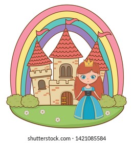 medieval princess cartoon design vector illustration