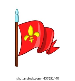 Medieval red knight flag with gold lily icon