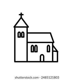 Medieval, Romanesque church - vector icon	