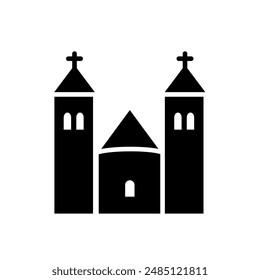 Medieval, Romanesque church - vector icon	