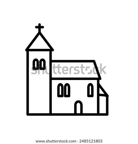 Medieval, Romanesque church - vector icon	