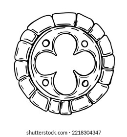 Medieval rounded window vector illustration isolated on white background