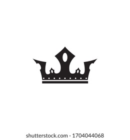 Medieval royal crown black silhouette or graphic icon vector illustration isolated on white background. Vintage ornate king or queen imperial heraldic nobility insignia.