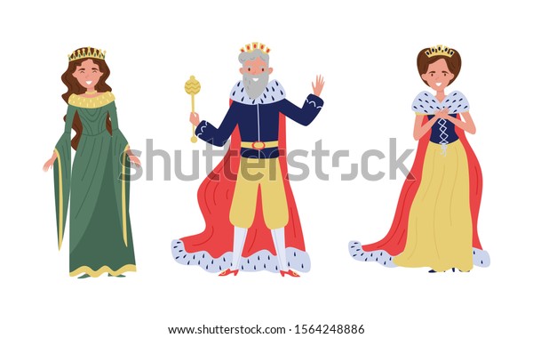 Medieval Royal Family Members Vector Illustrations Stock Vector ...