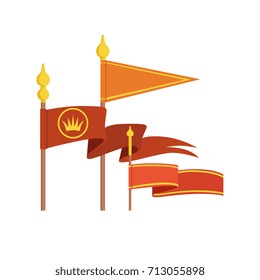 Medieval royal flag set colorful vector Illustrations