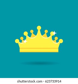  Medieval Royal Golden King Crown, Diadem, Tiara, Coronet. Vector illustration in flat style.