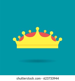  Medieval Royal Golden King Crown, Diadem, Tiara, Coronet. Vector illustration in flat style.