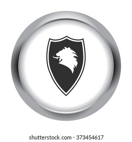 Medieval royal lion shield simple icon on colorful round background