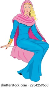 Medieval Royal Princess Vector Illustration