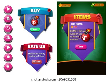 Medieval RPG Simulation Game UI With buttons 