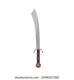 Mittelalterlicher Säbel mit scharfer Klinge, antike Waffe für das Schlachtfeld, einzeln auf weißem Hintergrund
