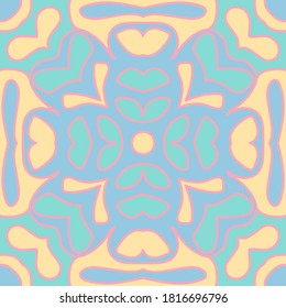 Medieval seamless floral ornamental tile pattern. Cute old ornament with lines outline. Floral motifs creative seamless pattern. Dress print. Creative background.