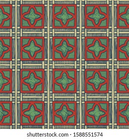 Medieval seamless pattern.  Ornament in ink hand drawn style. 