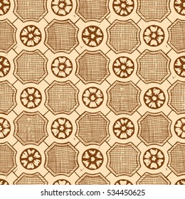 Medieval seamless pattern.  Ornament in ink hand drawn style. 