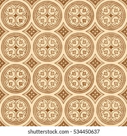 Medieval seamless pattern.  Ornament in ink hand drawn style. 