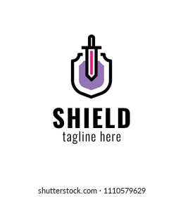 Medieval security. Shield protection logo. Insurance concept.
