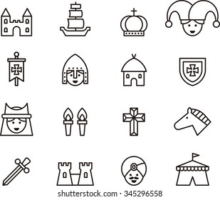 MEDIEVAL Set Of Outline Icons