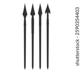 Medieval Sharp Long Spear Silhouette. Ancient Black Spear Silhouette. Spear Icon.
