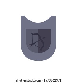 medieval shield with arrow arch flat icon vector illustration design