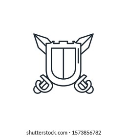 medieval shield with arrows crossed flat icon vector illustration design