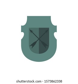 medieval shield with arrows crossed flat icon vector illustration design