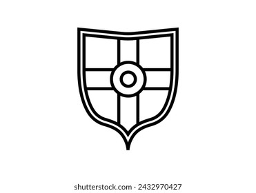 Medieval shield black icon on white background.