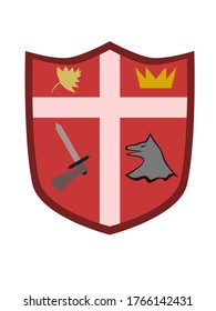 Medieval shield with coat of arms