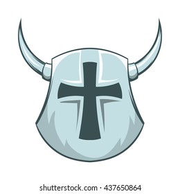 Medieval shield with cross and horns icon
