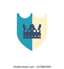 medieval shield with crown flat icon vector illustration design