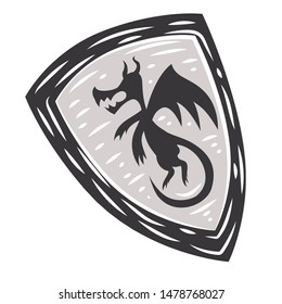 Medieval shield flat color illustration on white