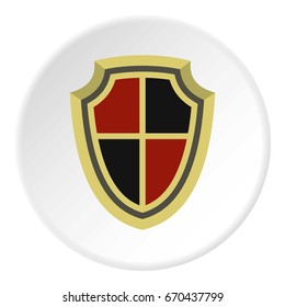 Medieval shield icon in flat circle isolated vector illustration for web