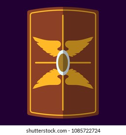 Medieval Shield Icon and Label. Flat style. Vector illustration logo.