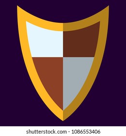 Medieval Shield Icon and Label. Flat style. Vector illustration logo.