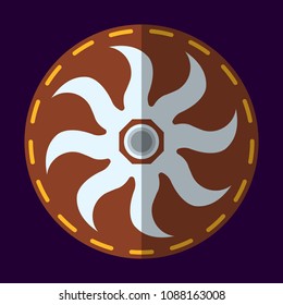 Medieval Shield Icon and Label. Flat style. Vector illustration logo.