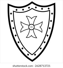 Medieval shield icon set isolated on white background.