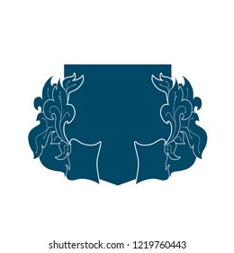 Medieval shield and laurel wreath. Heraldic emblem