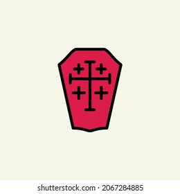 Lineares Farbsymbol des mittelalterlichen Schildes.
Schildsymbol einzeln auf weißem Hintergrund.
Vektorlogo-Illustration für i, web, mobile App.