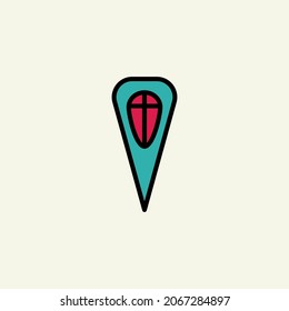 Medieval shield linear color icon.
Shield symbol isolated on white background.
Vector logo illustration for ui, web, mobile app.
