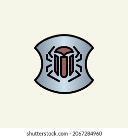 Medieval shield linear color icon.
Shield symbol isolated on white background.
Vector logo illustration for ui, web, mobile app.