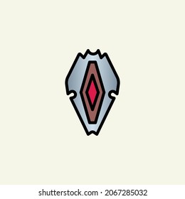 Medieval shield linear color icon.
Shield symbol isolated on white background.
Vector logo illustration for ui, web, mobile app.