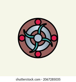 Medieval shield linear color icon.
Shield symbol isolated on white background.
Vector logo illustration for ui, web, mobile app.