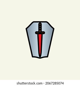 Icono de color lineal del escudo medieval.
Símbolo Escudo aislado en fondo blanco.
Ilustración del logotipo vector para ui, web, aplicación móvil.