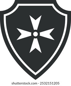 Escudo medieval. Icono negro de la vieja armadura del caballero