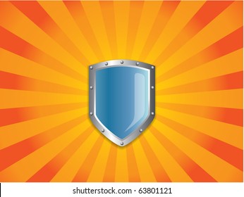 Medieval Shield on orange background