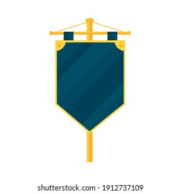 medieval shield on stand over white background, colorful design, vector illustration